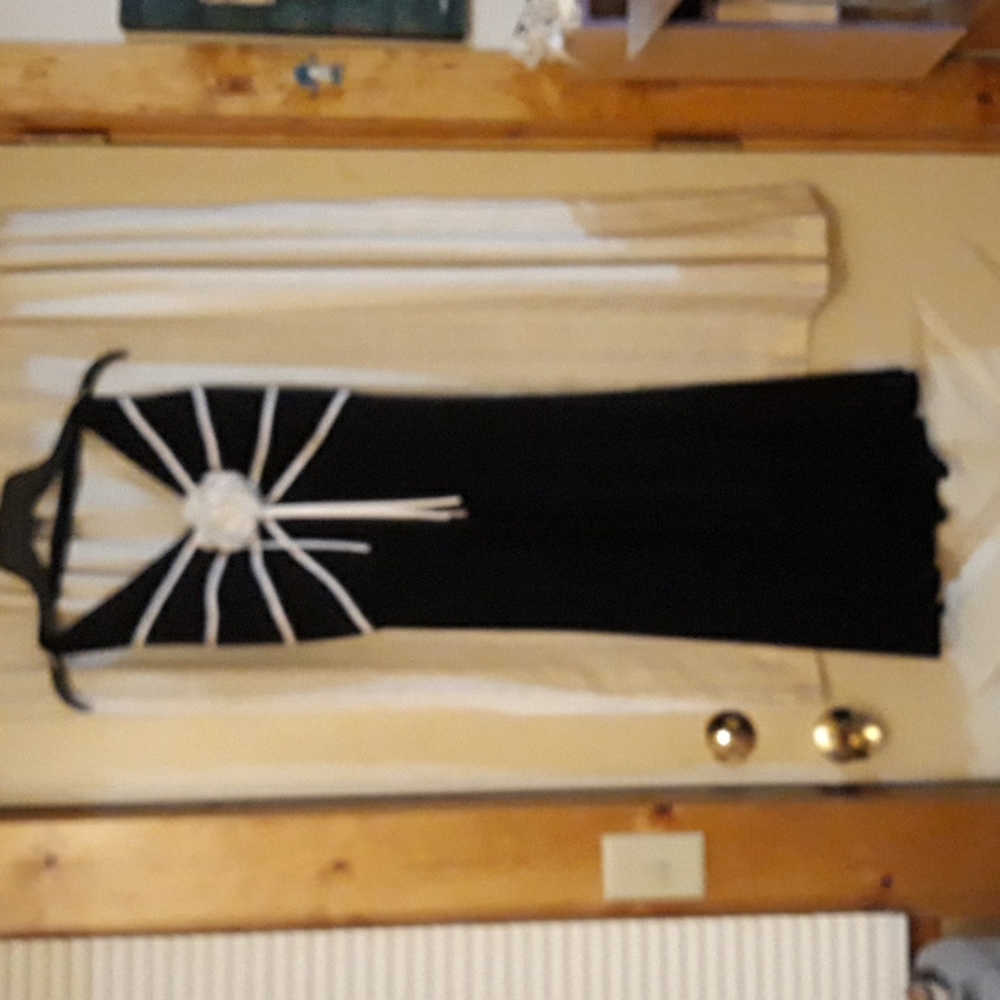 AGB Halter Dress in black with White Flower & Ribbon accents. New no tags